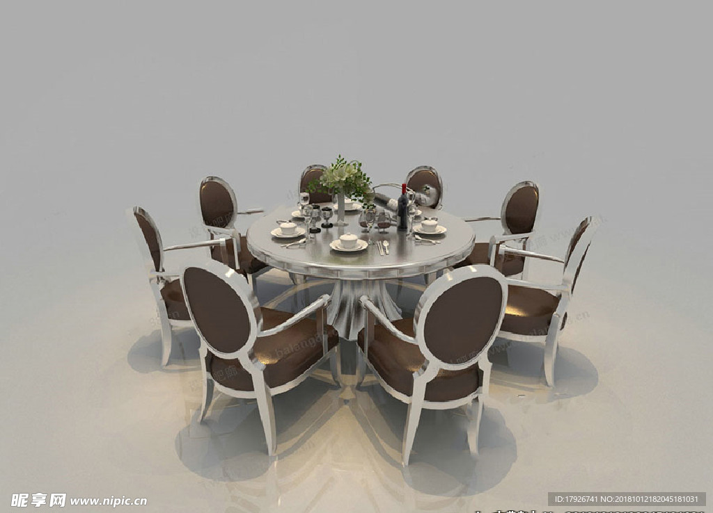 奢华欧式餐桌3d模型