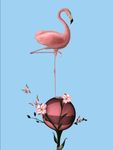 北欧创意手绘气球上的火烈鸟装饰