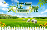 低碳环保 蓝天背景 绿色展板