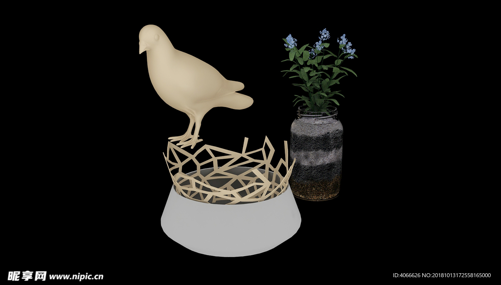 鸽子花瓶装饰3d模型