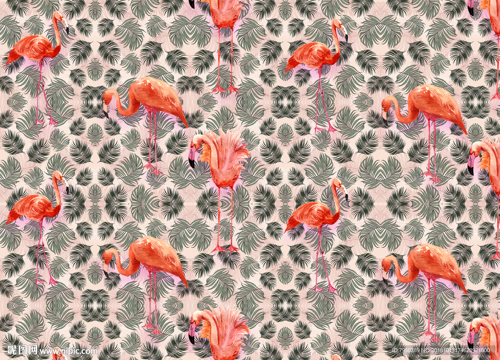 火烈鸟背景墙