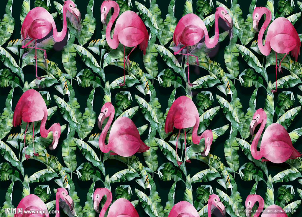 火烈鸟背景墙