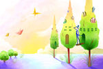 手绘插画场景