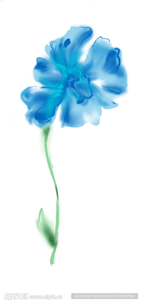 蓝色的水彩花