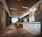 书店前台接待区3d渲染模型