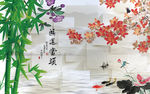 鸿运当头3D方块背景墙