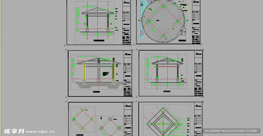 亭子廊子建筑结构详图CAD