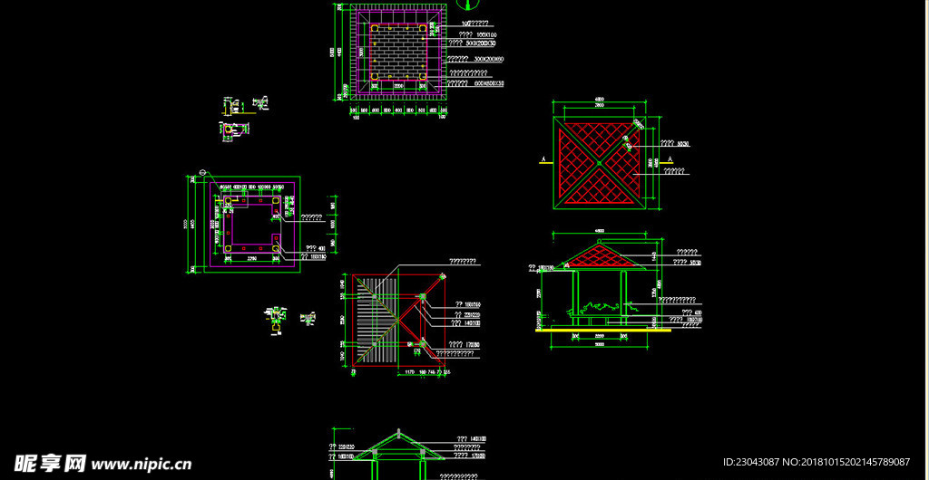 亭子廊子建筑结构详图CAD