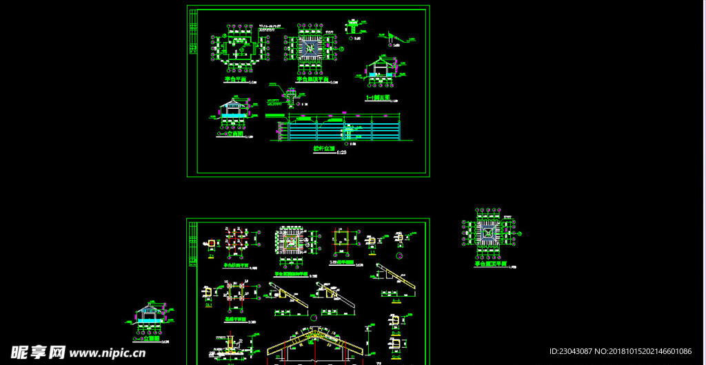 亭子廊子建筑结构详图CAD