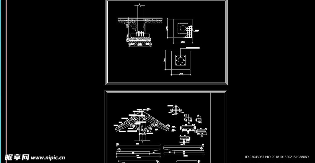 亭子廊子建筑结构详图CAD