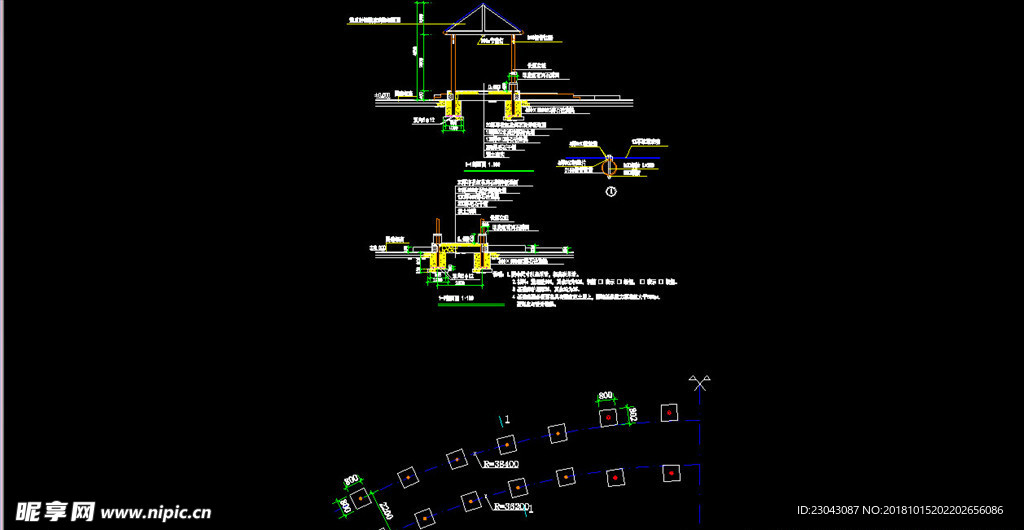 亭子廊子建筑结构详图CAD