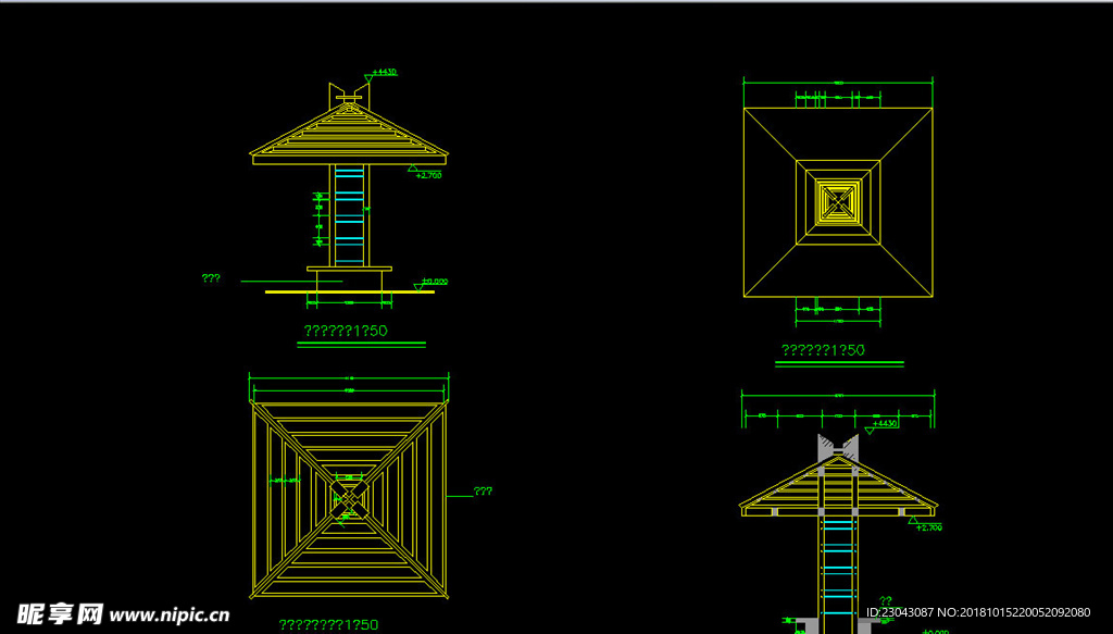 亭子廊子建筑结构详图CAD