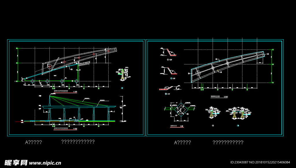 亭子廊子建筑结构详图CAD
