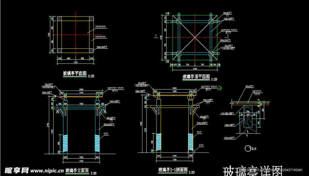 亭子廊子建筑结构详图CAD