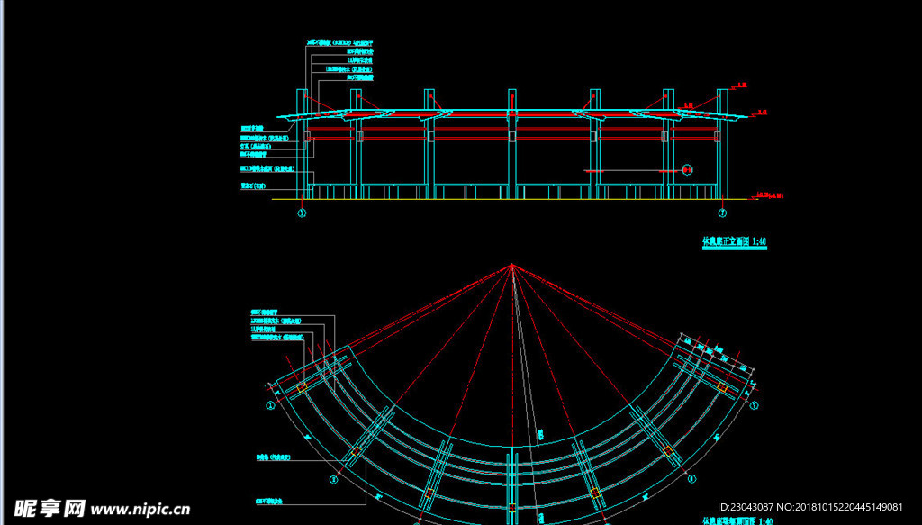 亭子廊子建筑结构详图CAD