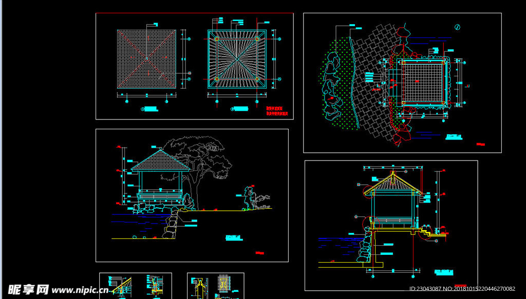 亭子廊子建筑结构详图CAD