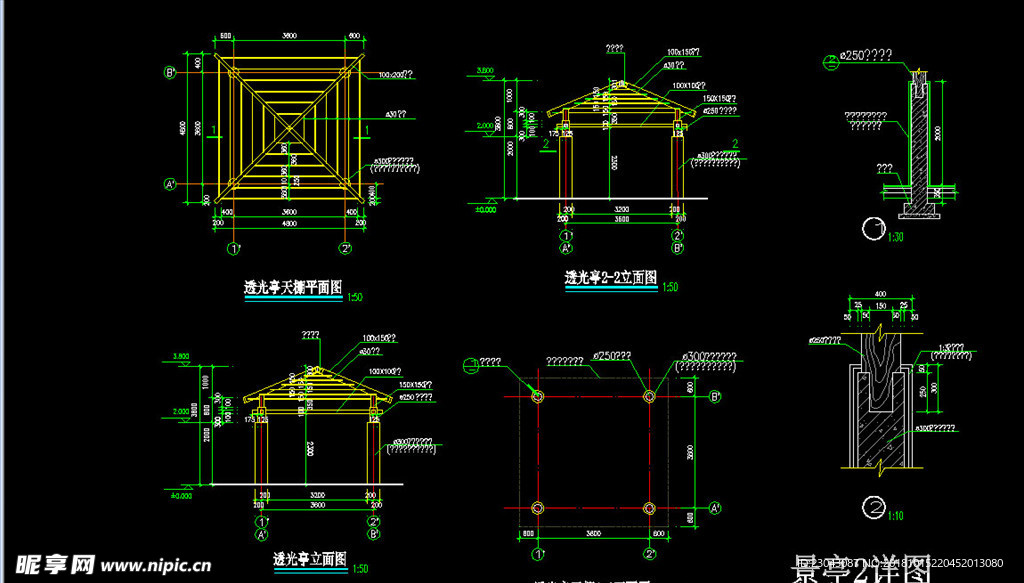 亭子廊子建筑结构详图CAD