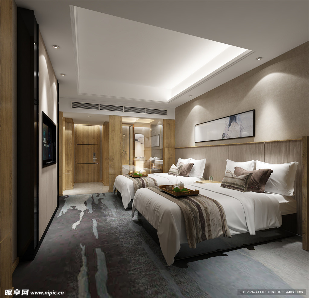 酒店客房豪华3d渲染模型
