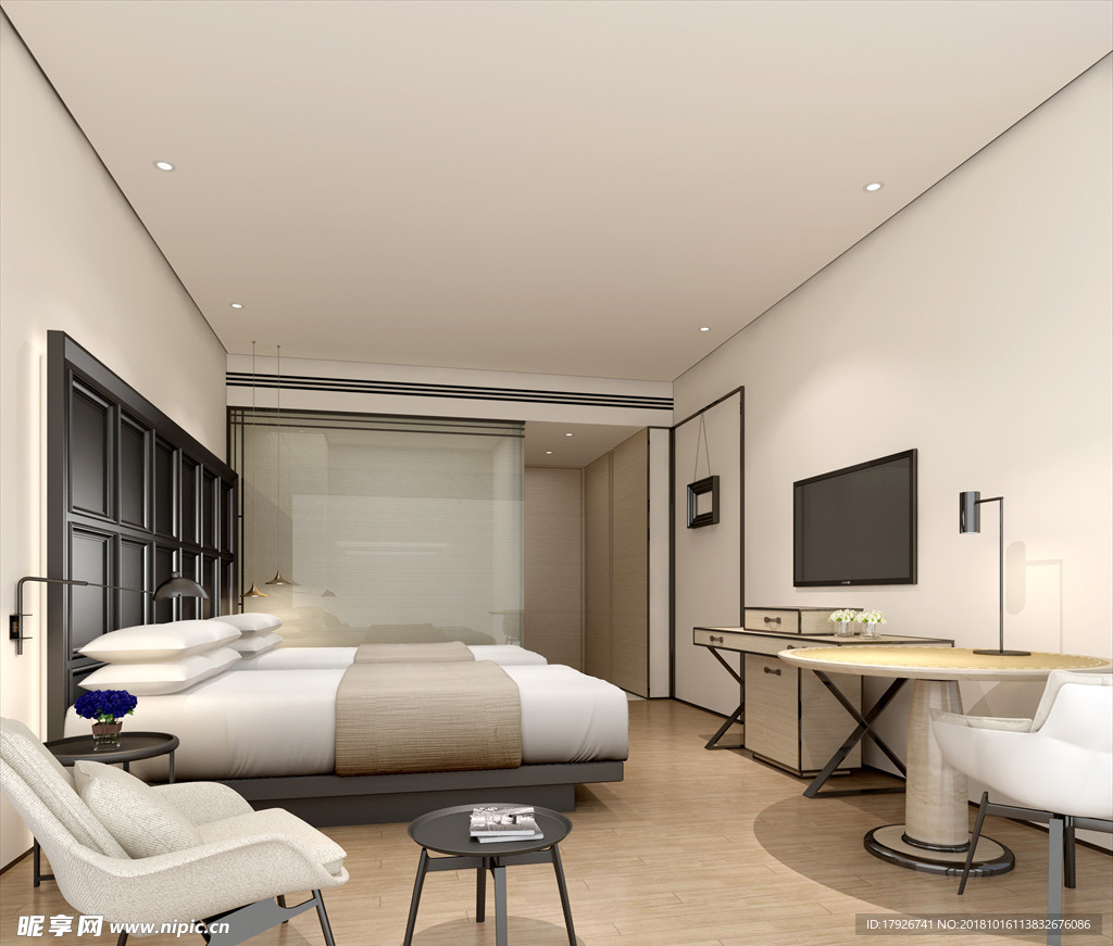 酒店客房豪华3d渲染模型