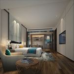 酒店客房豪华3d渲染模型