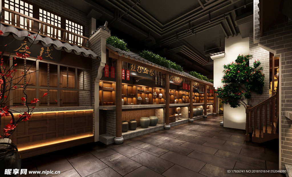 主题餐厅饭店3D渲染模型