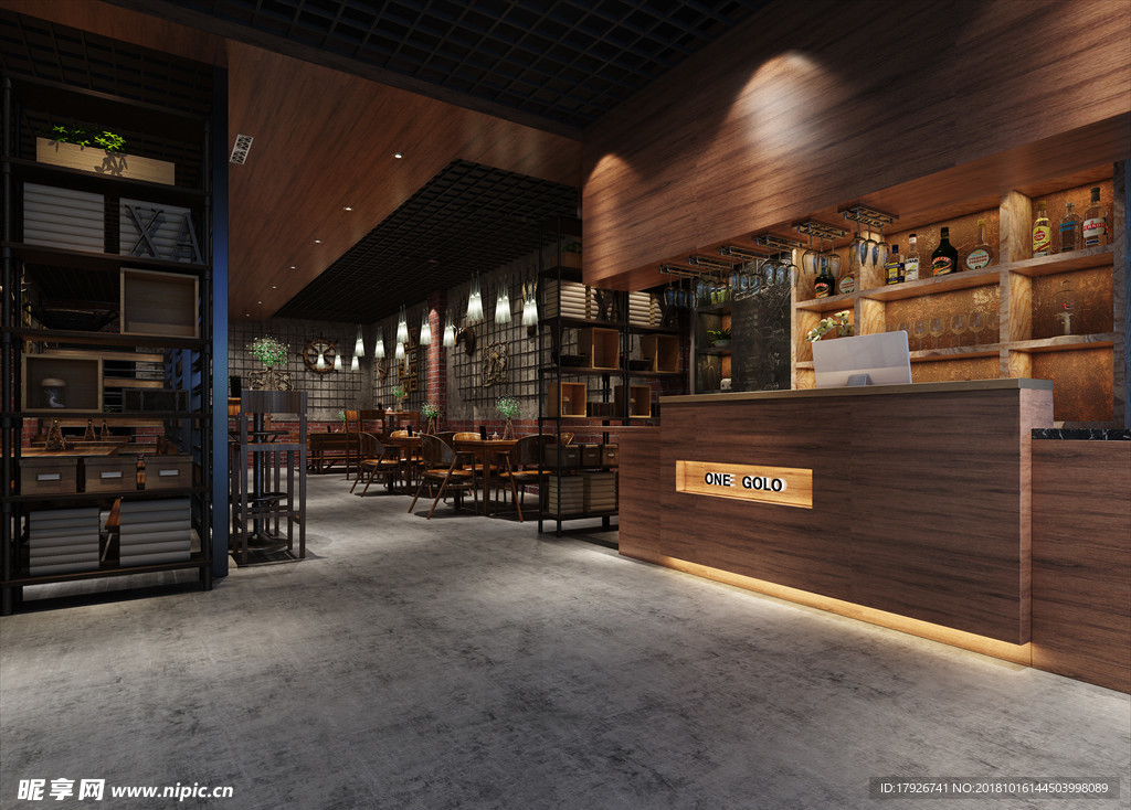 主题餐厅饭店3D渲染模型