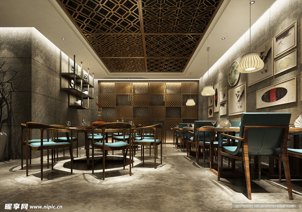 主题餐厅饭店3D渲染模型