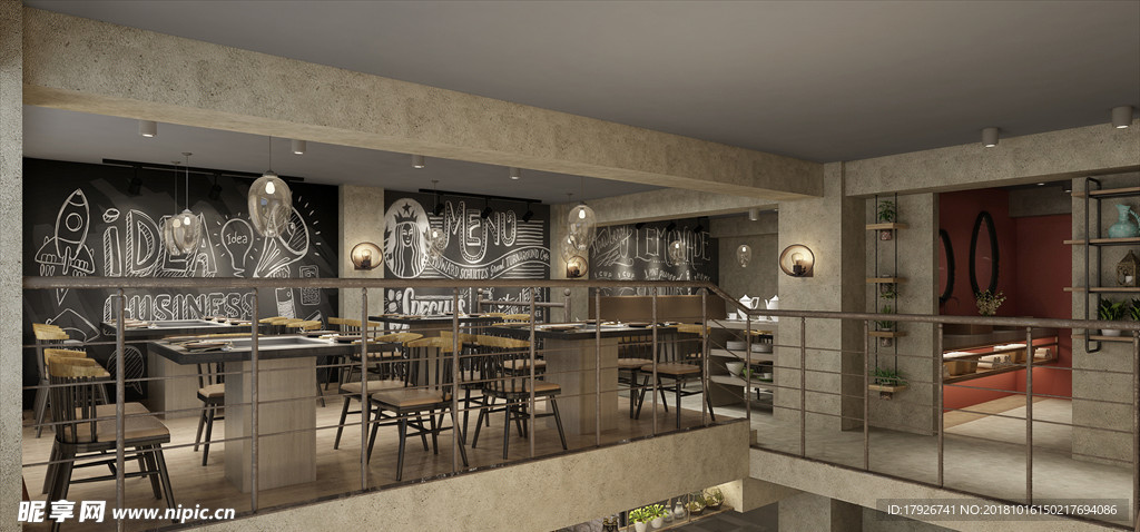主题餐厅饭店3D渲染模型
