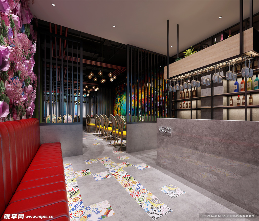 主题餐厅饭店3D渲染模型