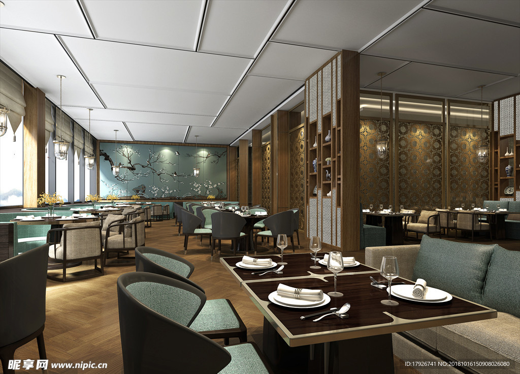 主题餐厅饭店3D渲染模型
