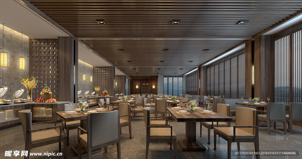 主题餐厅饭店3D渲染模型