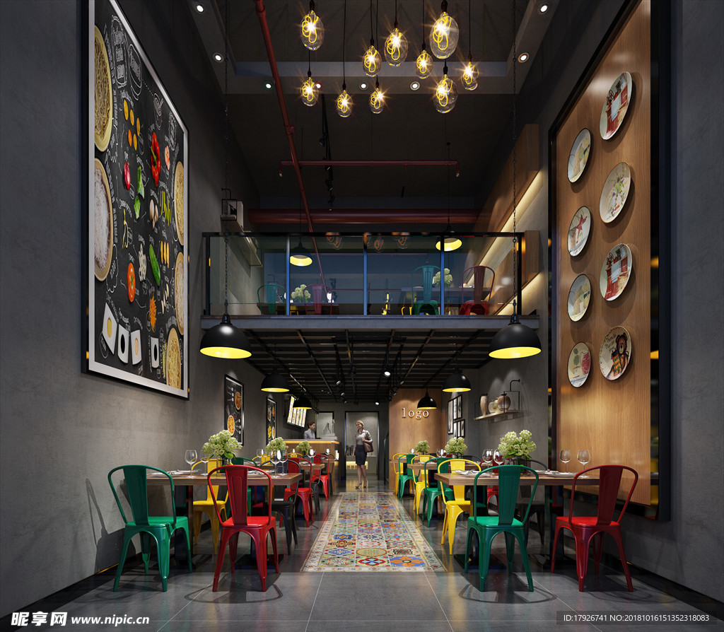 主题餐厅饭店3D渲染模型
