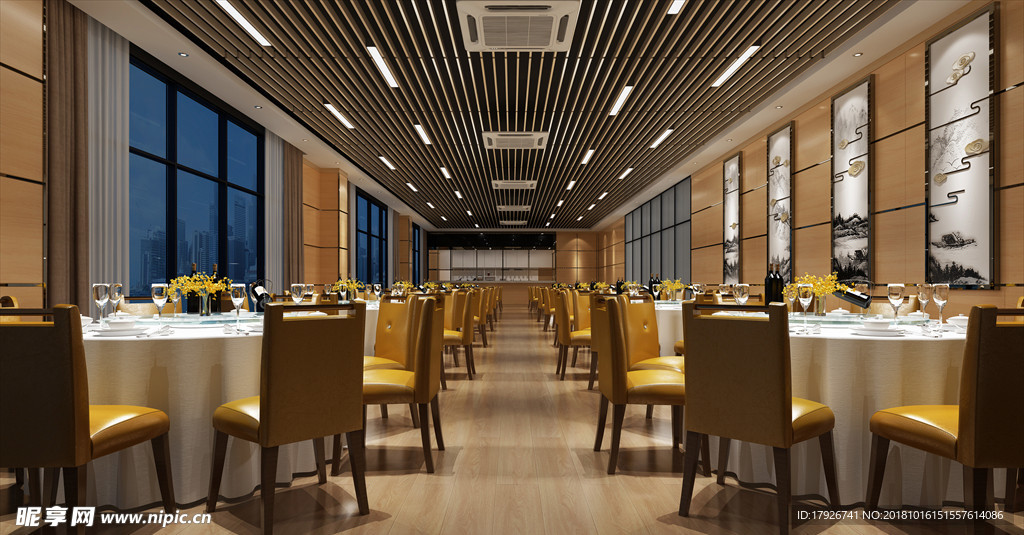 主题餐厅饭店3D渲染模型