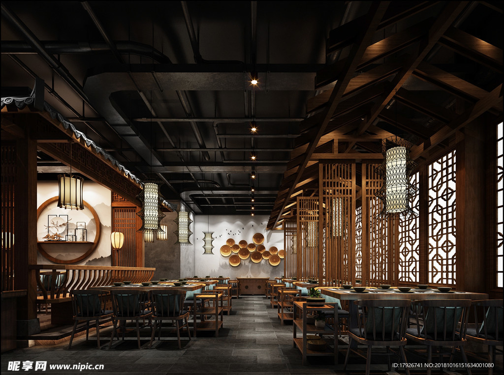 主题餐厅饭店3D渲染模型