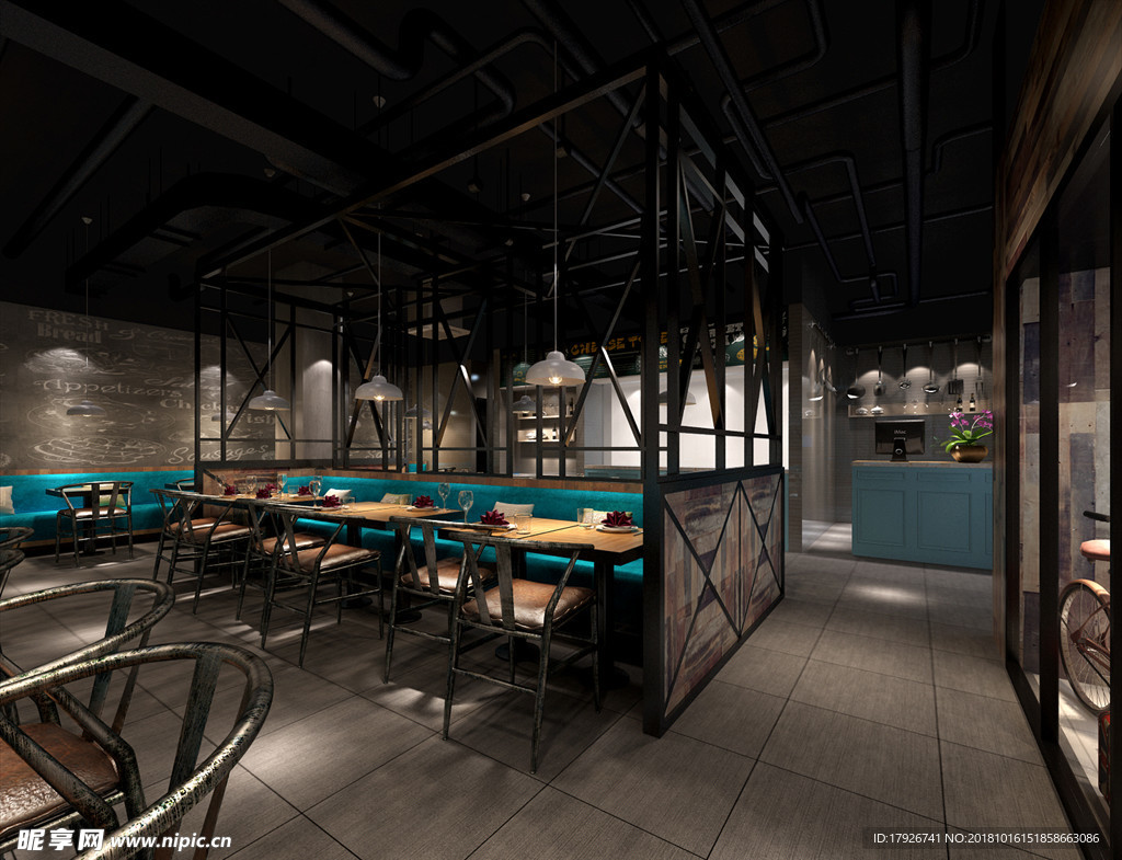 主题餐厅饭店3D渲染模型