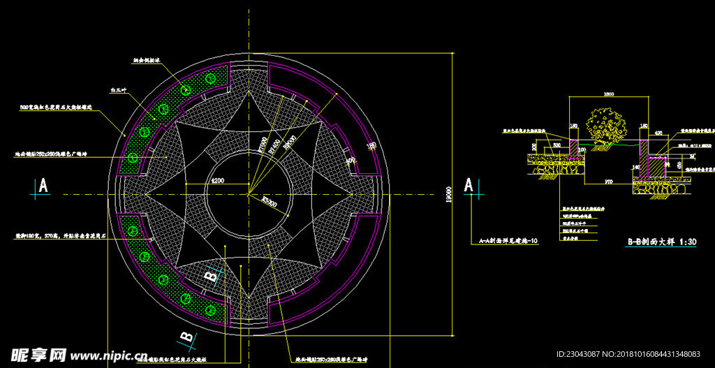 绿化道路广场结构详图CAD