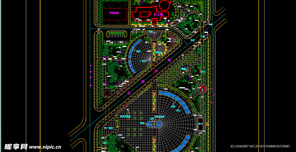 绿化道路广场结构详图CAD