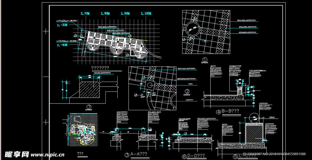 绿化道路广场结构详图CAD