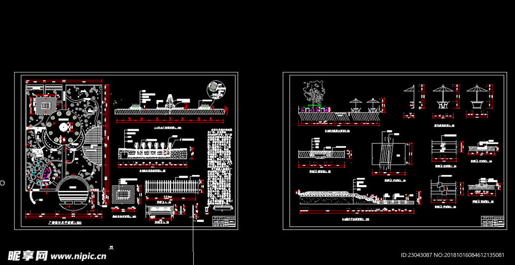 绿化道路广场结构详图CAD