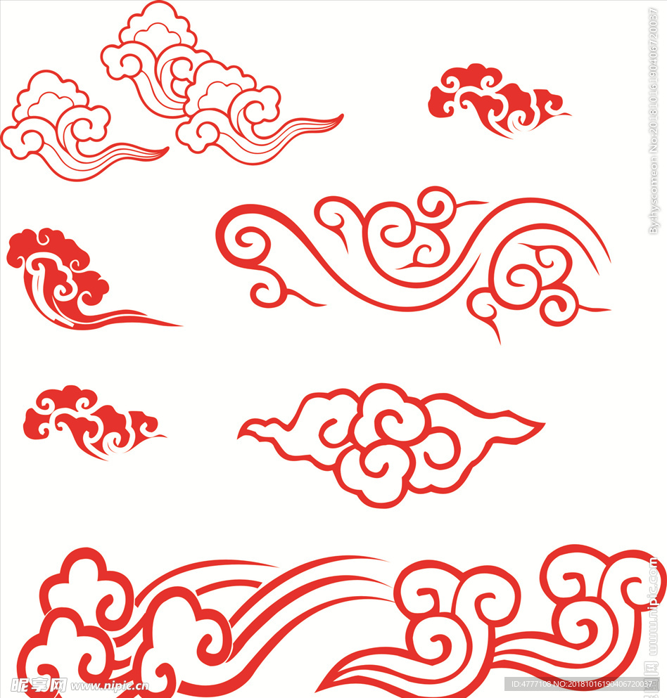 中式云矢量图