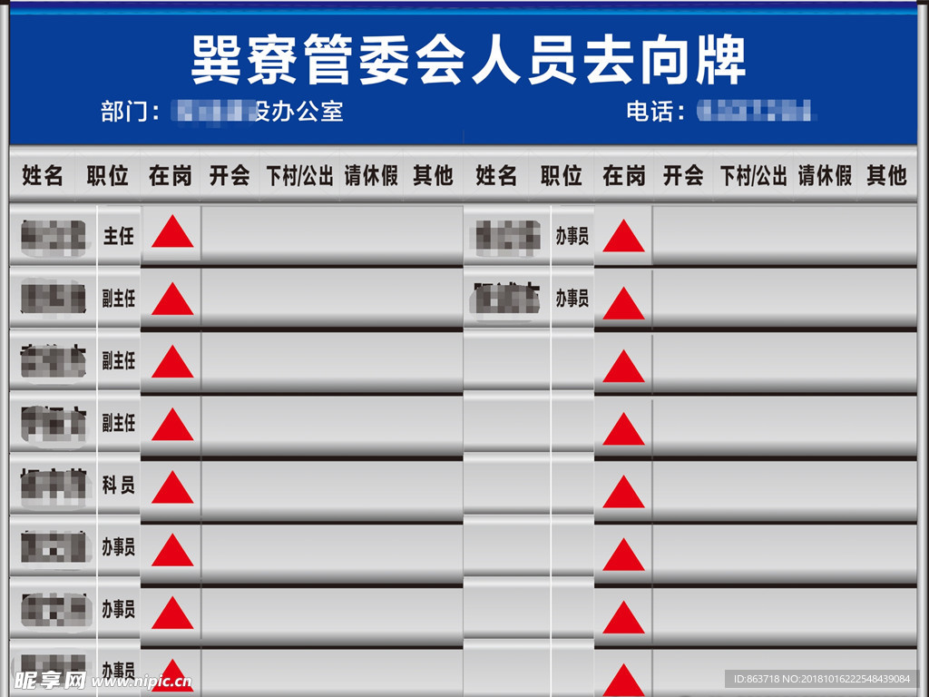 政府去向牌