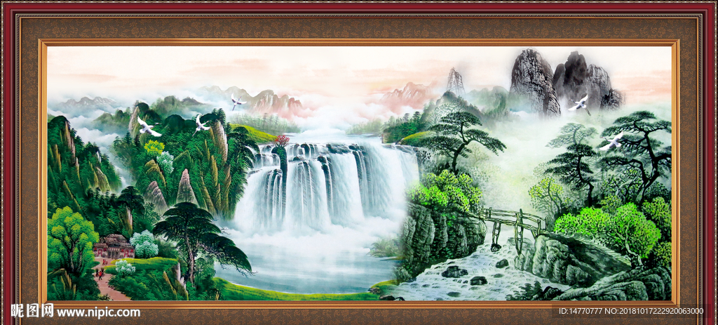 财源广进 模版下载 山水画 山