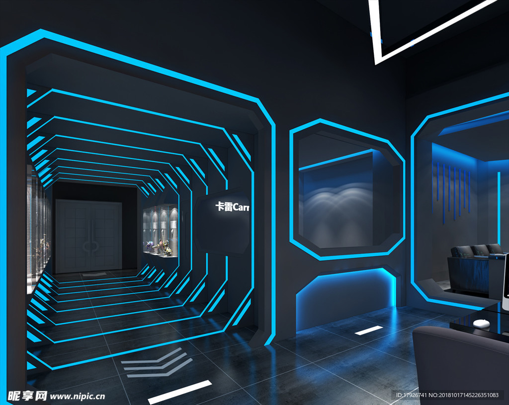 网吧网咖3D渲染模型