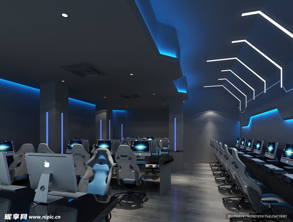 网吧网咖3D渲染模型