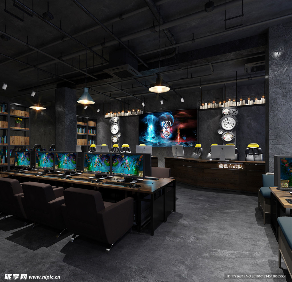 网吧网咖3D渲染模型
