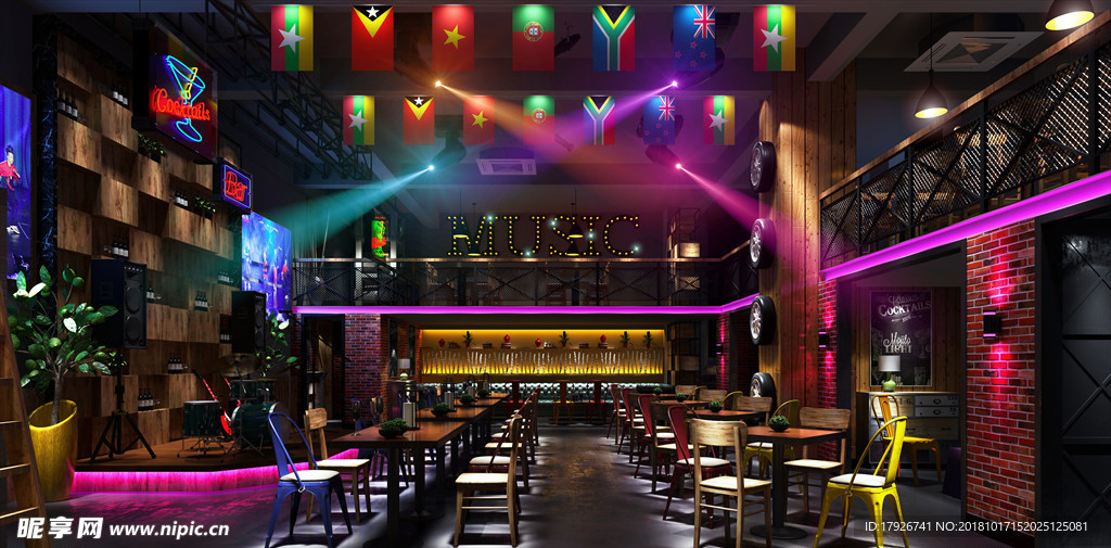 酒吧夜店3D渲染模型