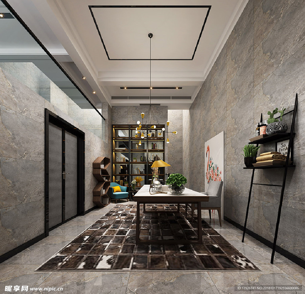 书房书斋3D场景模型