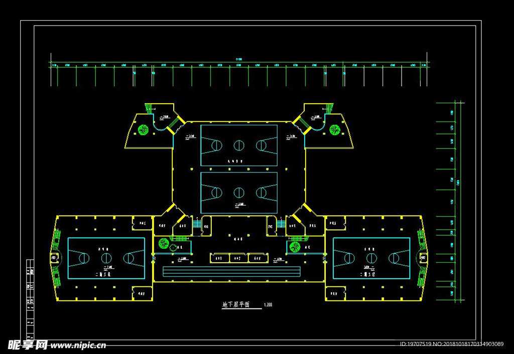 篮球场cad图纸