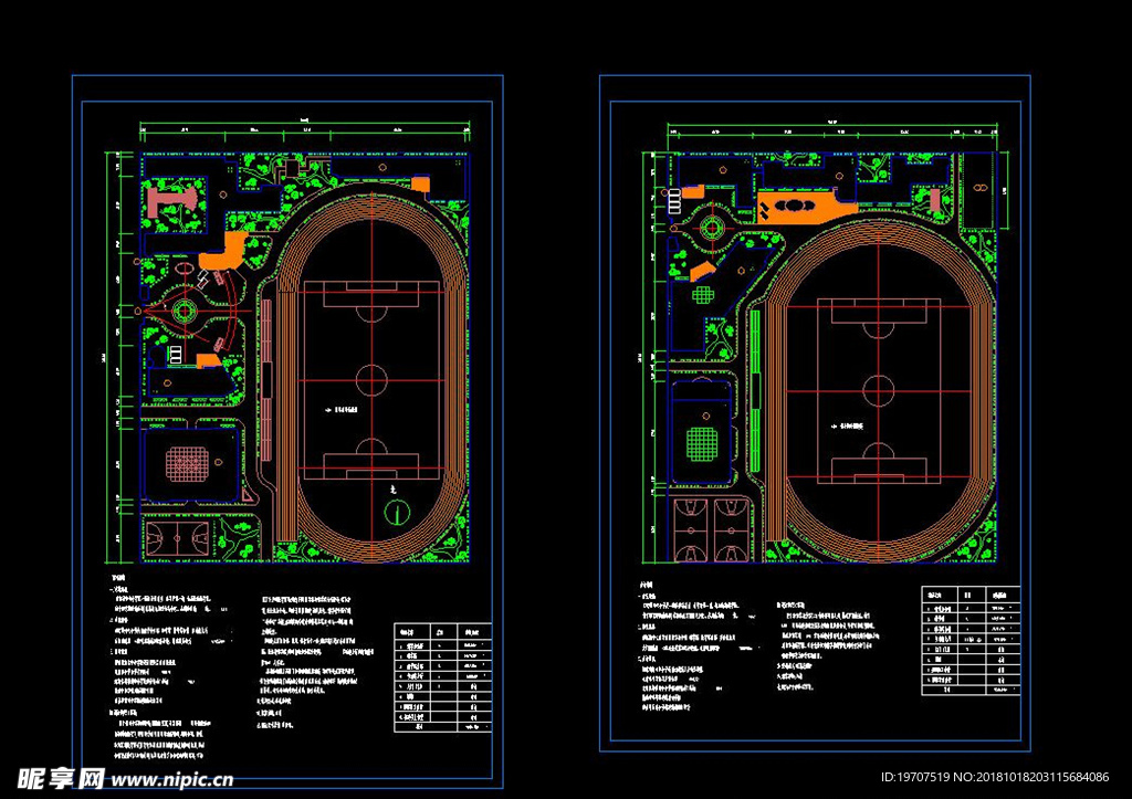 校园操场cad图纸