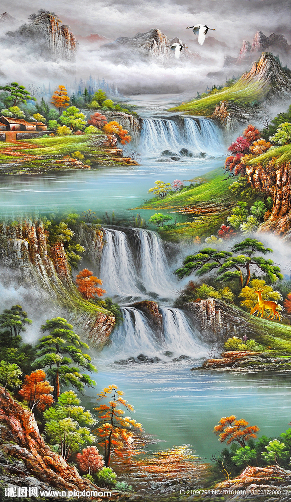 山水油画风景玄关